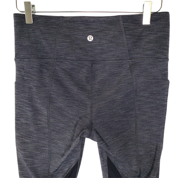 Lululemon Pace Rival Crop Leggings 8 Heathered Black 22” Inseam Mid Rise Women's - Picture 5 of 9